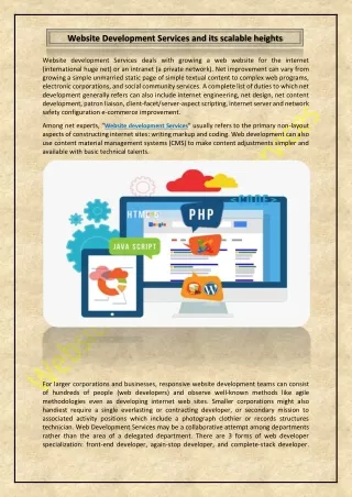 Website Development Services and its scalable heights