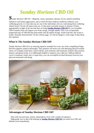 Sunday Horizon CBD Oil Shark Tank Reviews & Where to buy