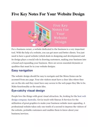 Five Key Notes For Your Website Design