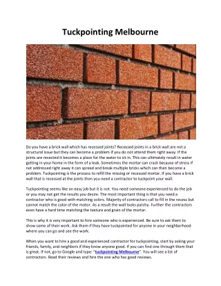 tuckpointing melbourne