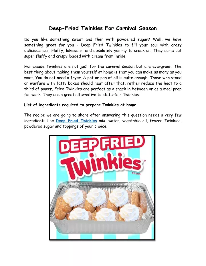 deep fried twinkies for carnival season