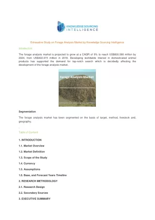 exhaustive study on forage analysis market