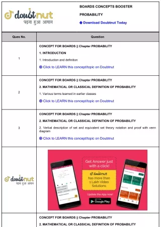 Boards Concepts Booster Class 12 Probability