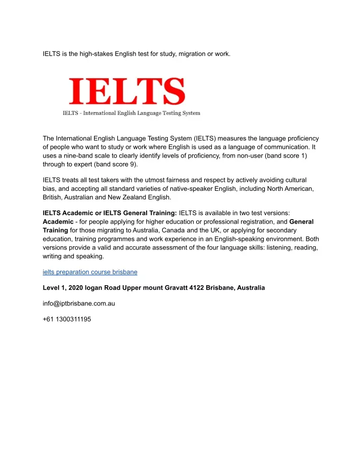 ielts is the high stakes english test for study