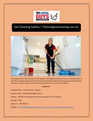 Exit Cleaning Sydney | Thelocalguyscleaning.com.au