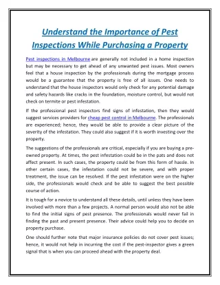 understand the importance of pest inspections