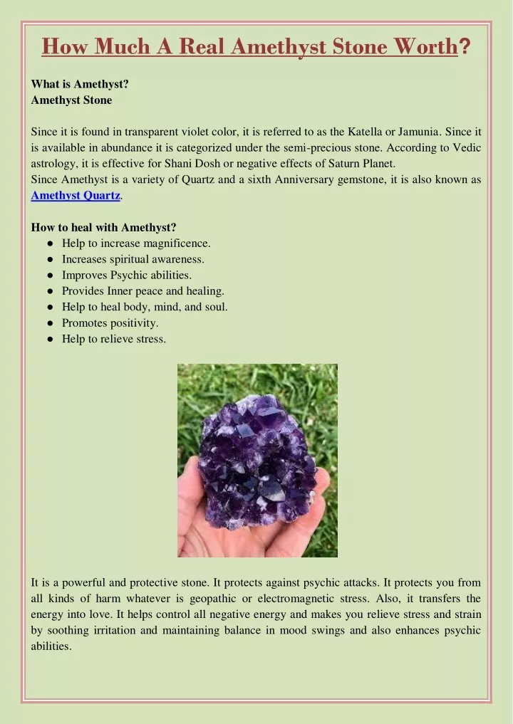 how much a real amethyst stone worth