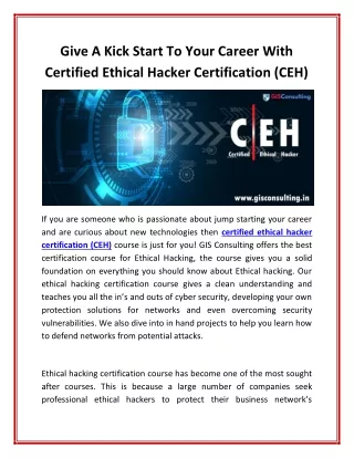 give a kick start to your career with certified