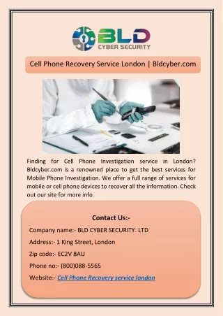 Cell Phone Recovery Service London | Bldcyber.com