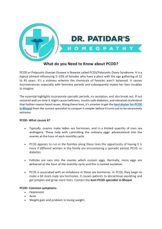 what do you need to know about pcod