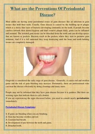 what are the preventions of periodontal disease