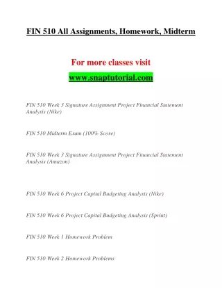 fin 510 all assignments homework midterm