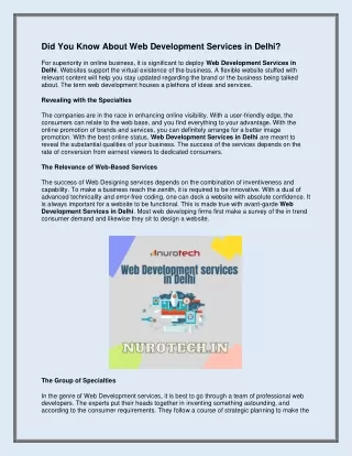 did you know about web development services