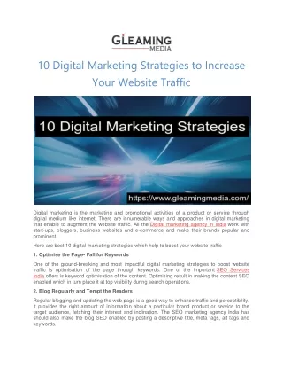 10 Digital Marketing Strategies to Increase Your Website Traffic