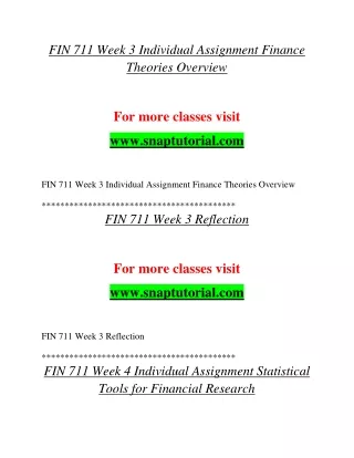 FIN 711 Exciting Teaching / snaptutorial.com