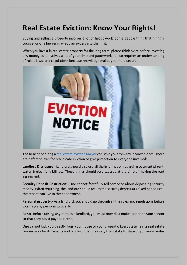 real estate eviction know your rights