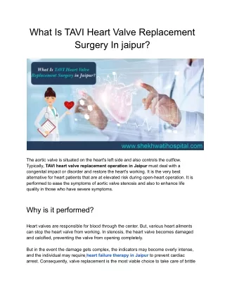 what is tavi heart valve replacement surgery