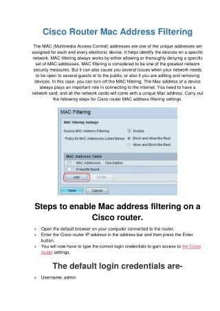 cisco router mac address filtering