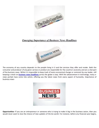emerging importance of business news headlines