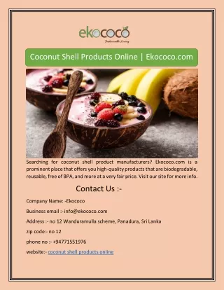 Coconut Shell Products Online | Ekococo.com