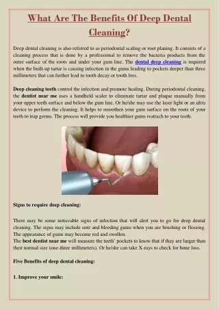what are the benefits of deep dental cleaning