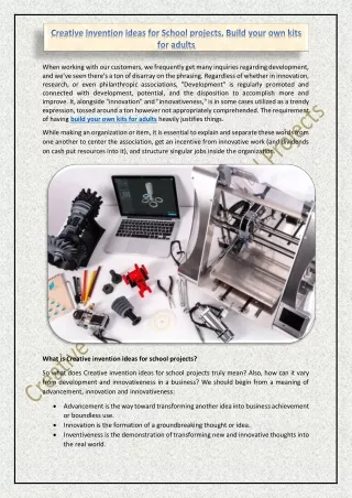 Creative invention ideas for School projects, Build your own kits for adults