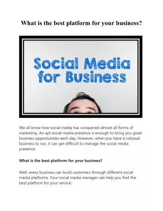What is the best social media platform for your business?