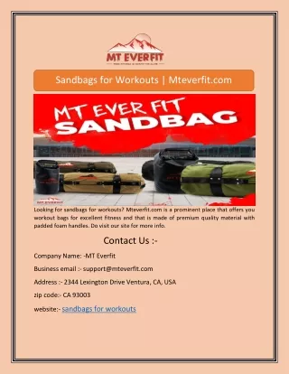 Sandbags for Workouts | Mteverfit.com
