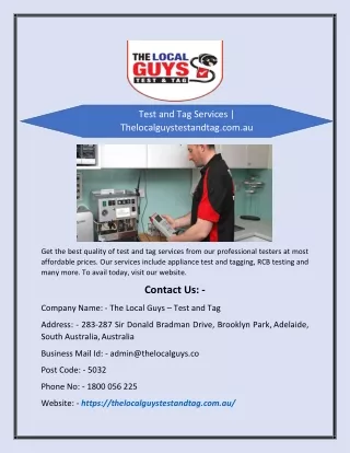 test and tag services thelocalguystestandtag