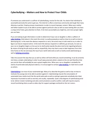 cyberbullying matters and how to protect your