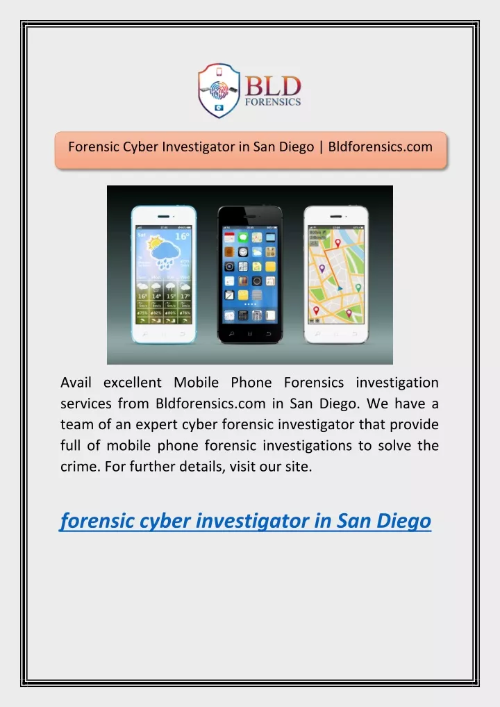forensic cyber investigator in san diego
