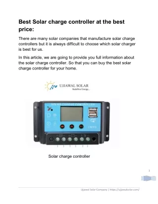 Best Solar charge controller at the best price: