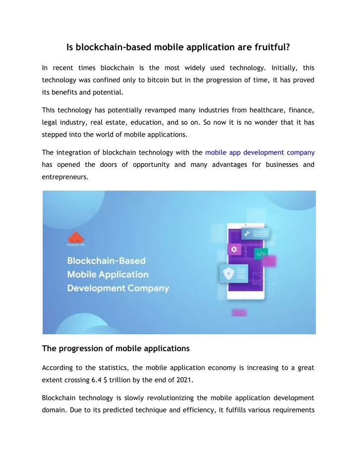 is blockchain based mobile application