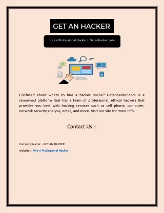 Hire a Professional Hacker | Getanhacker.com