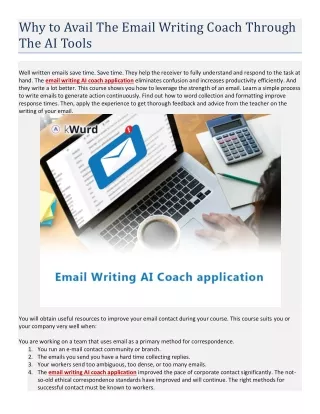 Why to Avail The Email Writing Coach Through The AI Tools