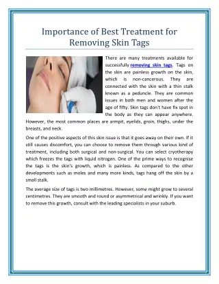 Importance of Best Treatment for Removing Skin Tags