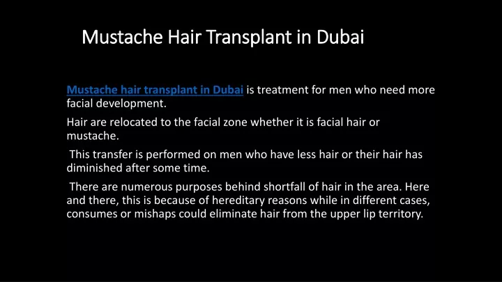 mustache hair transplant in dubai