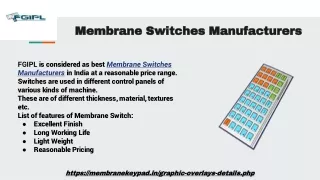 Membrane Switches Manufacturers
