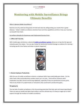 Monitoring with Mobile Surveillance Brings Ultimate Benefits