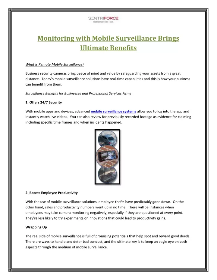 monitoring with mobile surveillance brings