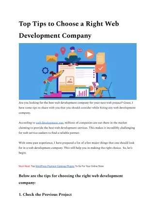 top tips to choose a right web development company