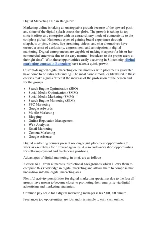 digital marketing hub in bangalore