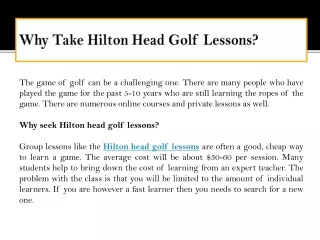 Why Take Hilton Head Golf Lessons?