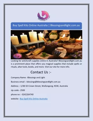 Buy Spell Kits Online Australia | Blessingsandlight.com.au