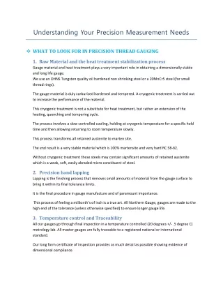 Understanding Your Precision Measurement Needs - Northern Gauge