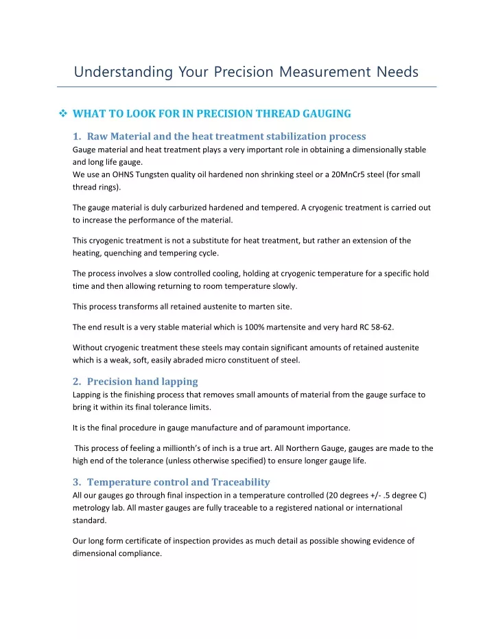 understanding your precision measurement needs