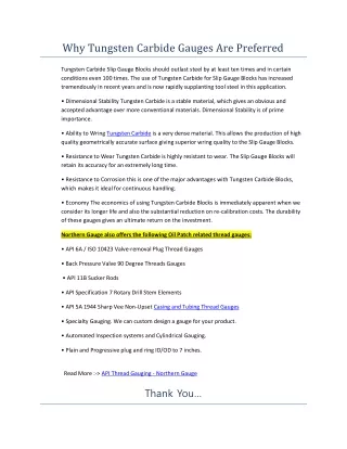 Tungsten Carbide Properties - Northern Gauge