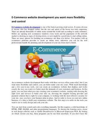 e commerce website development you want more