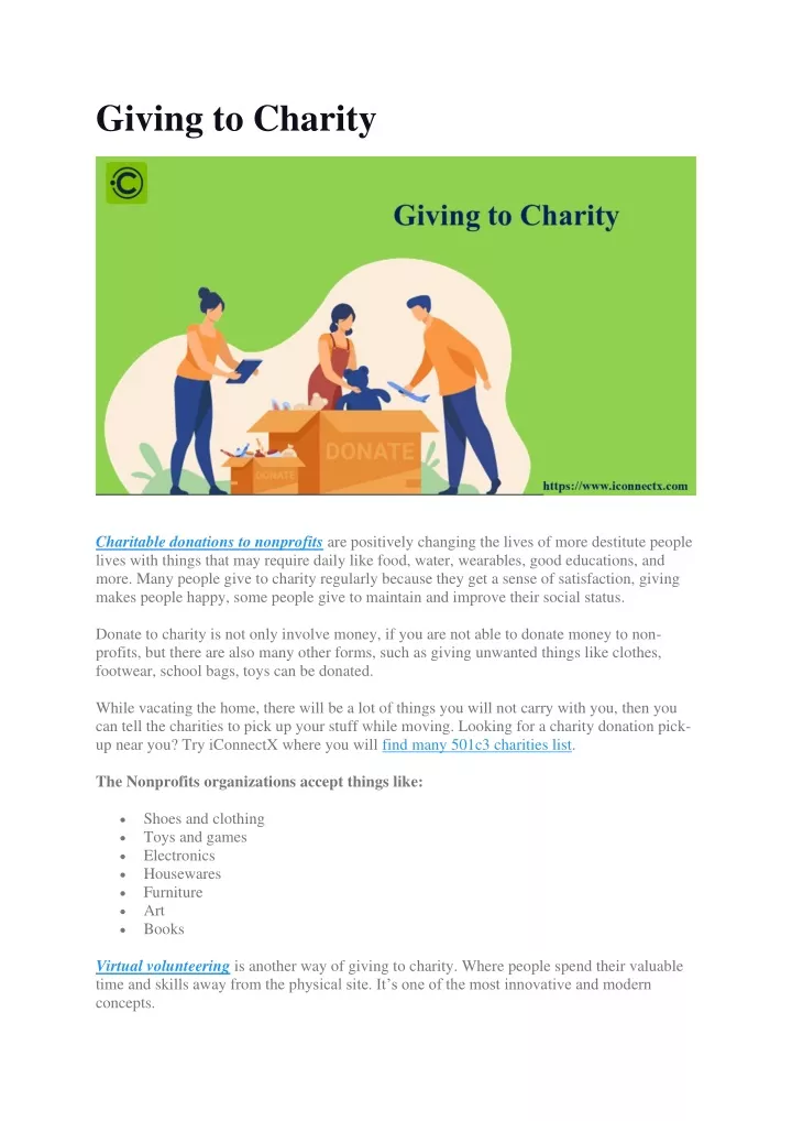giving to charity