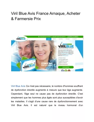 Viril Blue Avis France Arnaque, Acheter & Farmersie Prix